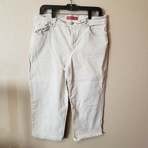 Gloria Vanderbilt Off White Stretch Denim Capris Size 14 Petite